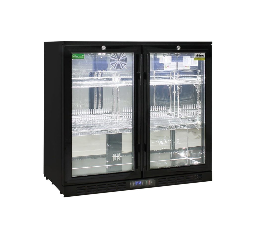 Rhino Commercial Under Bench Double Glass Door Bar Fridge On Deck Kitchens